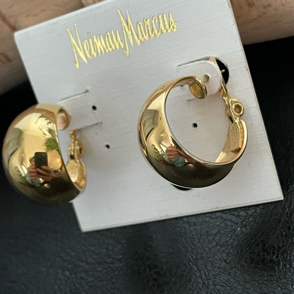 Vintage Monet clips gold plated stamped 50s huge wide tick minimalist - Picture 2 of 6